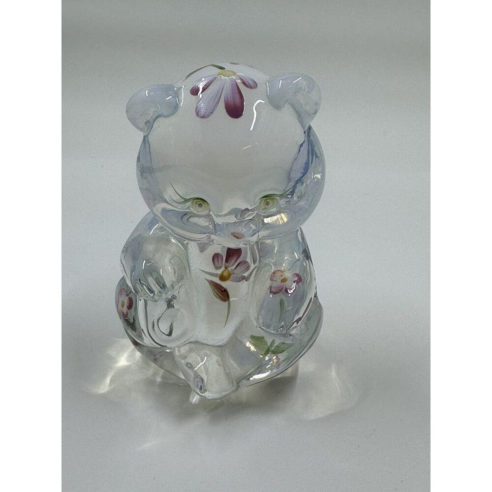 BEAUTIFUL‎ !! Fenton Hand Painted Glass Bear,Signed C.Curry"Chris Curry"